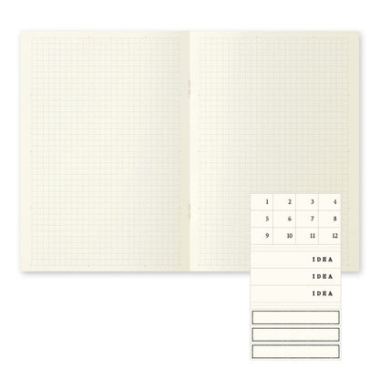 DESIGNPHIL Midori 15305006 Notebook, MD Notebook, Light, A5, Square Ruled, Set of 3, A