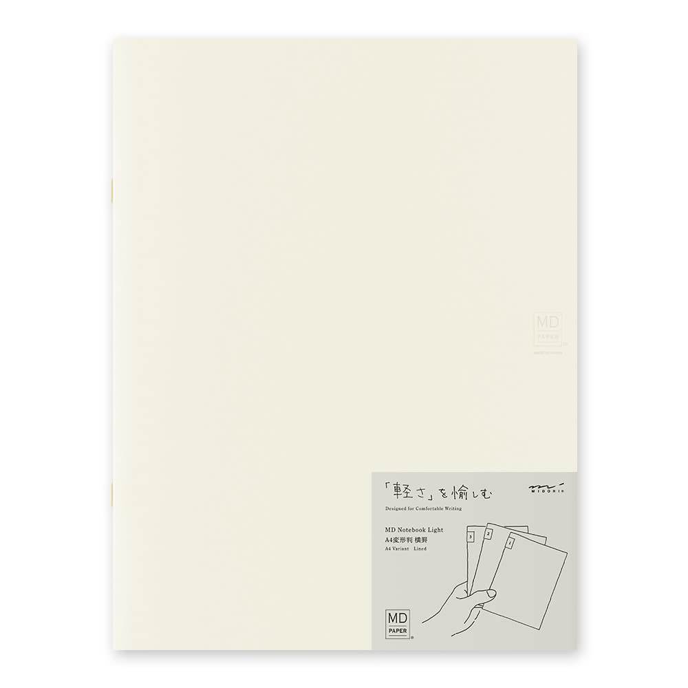 DESIGNPHIL Midori 15307006 Notebook, MD Notebook, Light, A4 Variable Size, Horizontal Ruled, Set of 3 A