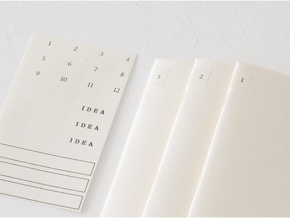 Midori 15308006 MD Notebook, Light, A4 Transformation Size, Grid Ruled, Set of 3