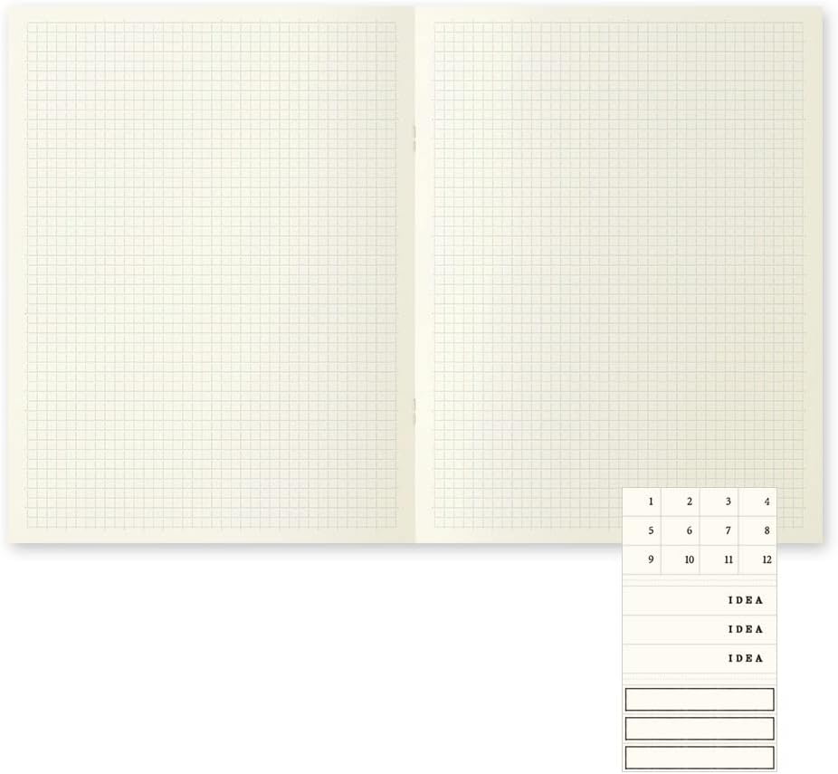 Midori 15308006 MD Notebook, Light, A4 Transformation Size, Grid Ruled, Set of 3