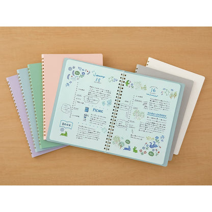 Midori 15330006 Notebook, Ring Notebook, Color, Dot Square, Gray, A5