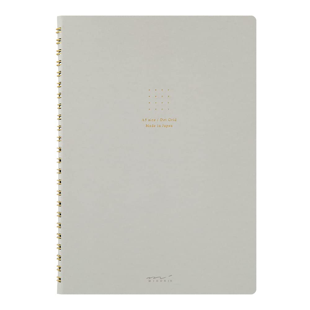 Midori 15330006 Notebook, Ring Notebook, Color, Dot Square, Gray, A5