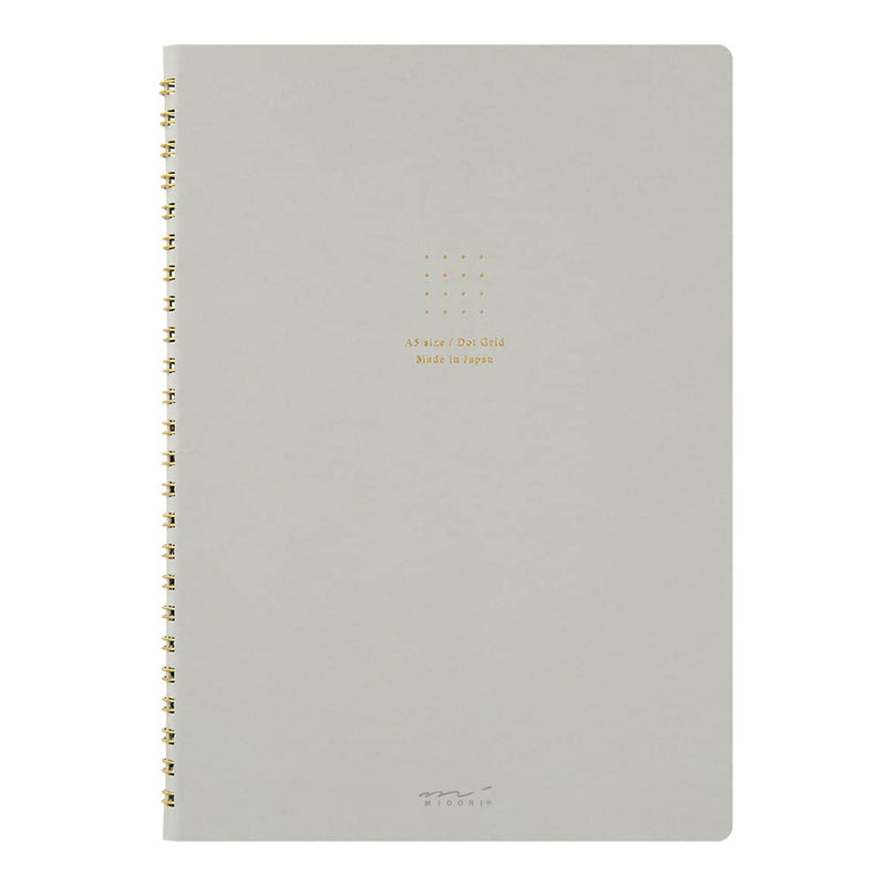 Midori 15330006 Notebook, Ring Notebook, Color, Dot Square, Gray, A5