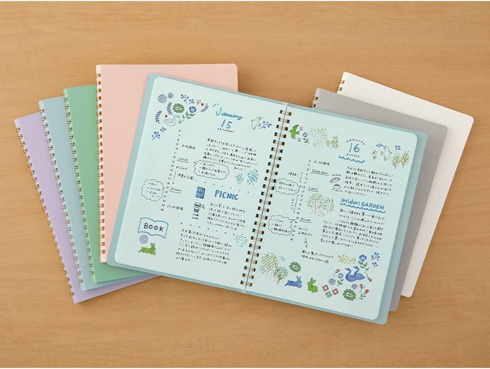 Midori Ring Notebook <A5> Color Dot Grid White