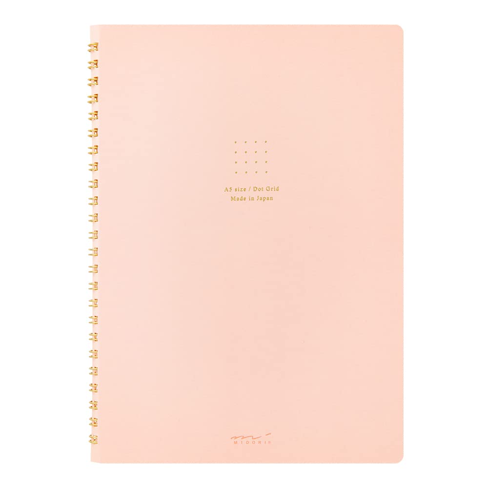 DESIGNPHIL Midori 15332006 Notebook, Ring Notebook, Color, Dot Square, Pink, A5
