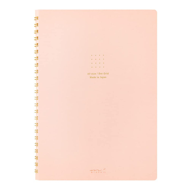 DESIGNPHIL Midori 15332006 Notebook, Ring Notebook, Color, Dot Square, Pink, A5