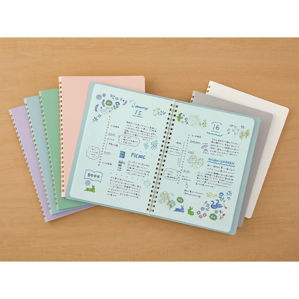 DESIGNPHIL Midori 15332006 Notebook, Ring Notebook, Color, Dot Square, Pink, A5