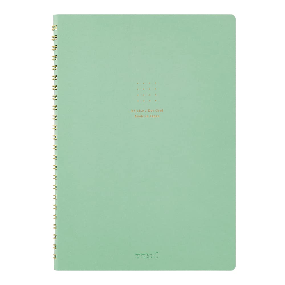 DESIGNPHIL Midori 15333006 Notebook, Ring Notebook, Color, Dot Square, Green, A5