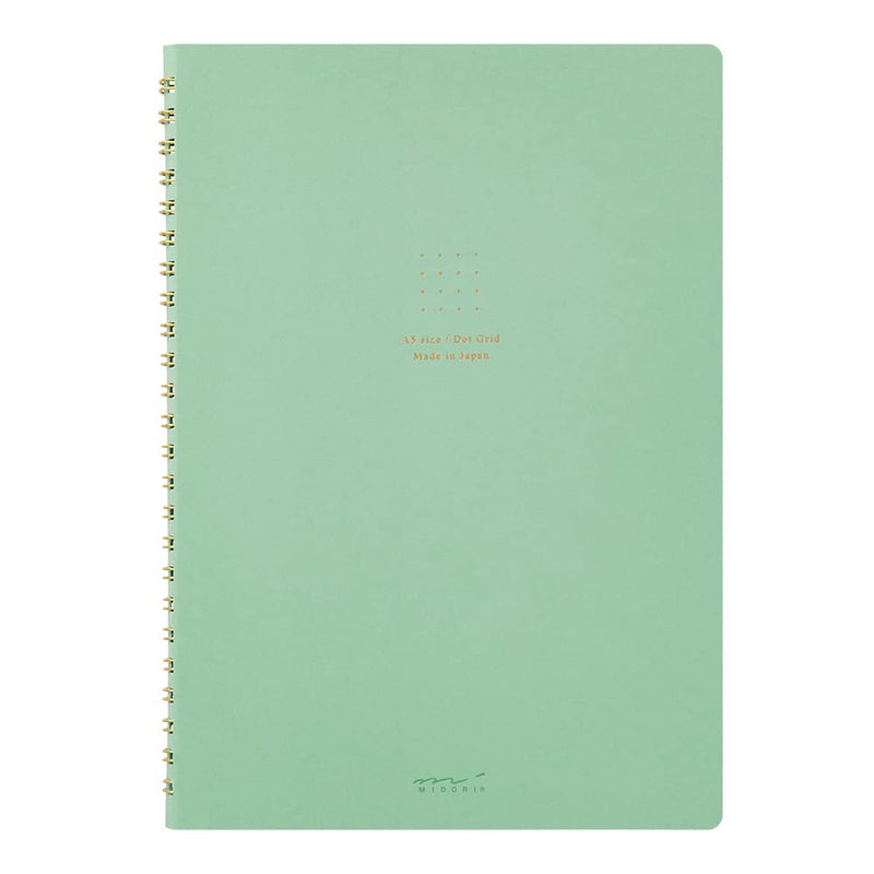 DESIGNPHIL Midori 15333006 Notebook, Ring Notebook, Color, Dot Square, Green, A5