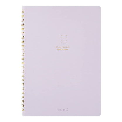 DESIGNPHIL Midori 15335006 Notebook, Ring Notebook, Color, Dot Square, Purple, A5