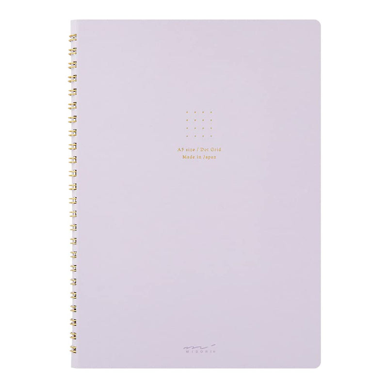 DESIGNPHIL Midori 15335006 Notebook, Ring Notebook, Color, Dot Square, Purple, A5