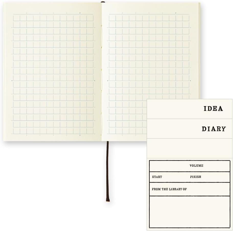 DESIGNPHIL Midori 15346006 Notebook, MD Notebook, A7, Square Ruled