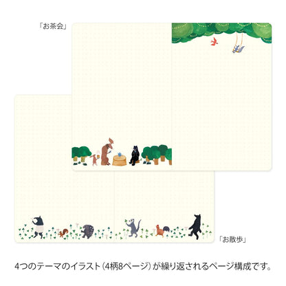 Midori 15352006 Notebook, Loose Log, Forest Animal Pattern, B6