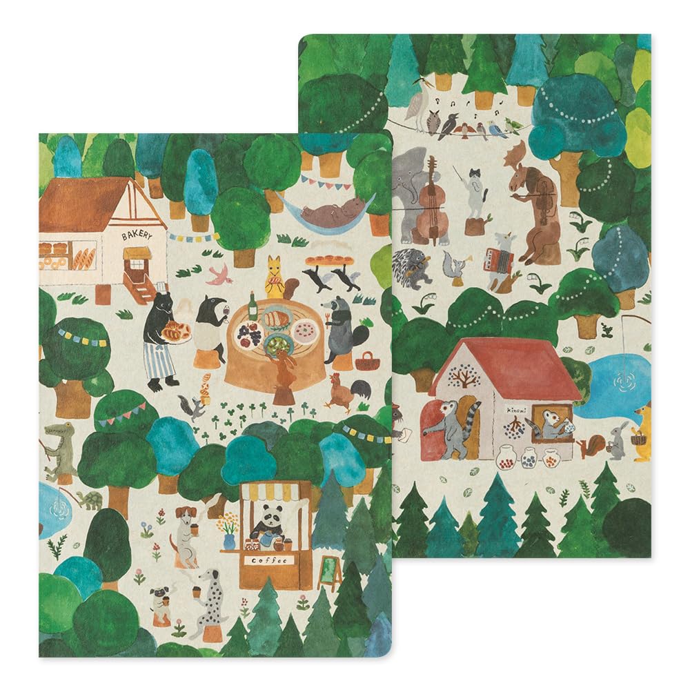 Midori 15352006 Notebook, Loose Log, Forest Animal Pattern, B6