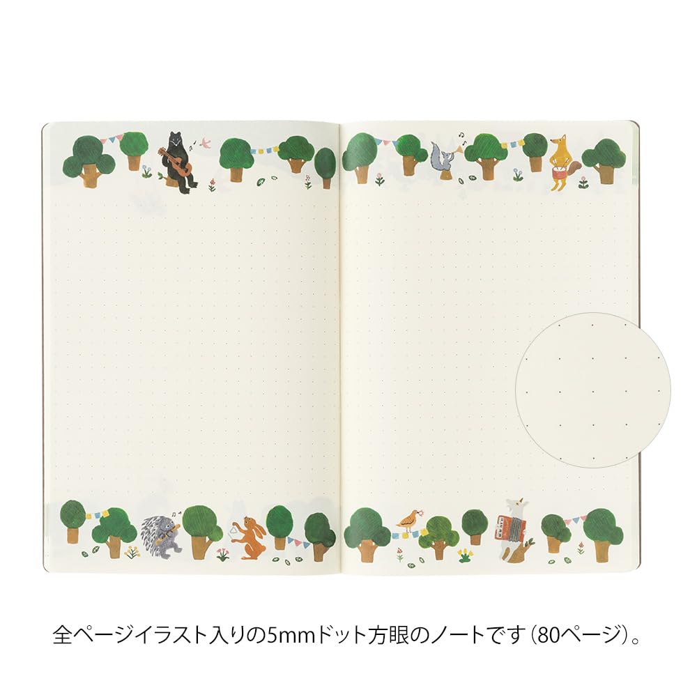 Midori 15352006 Notebook, Loose Log, Forest Animal Pattern, B6