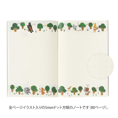 Midori 15352006 Notebook, Loose Log, Forest Animal Pattern, B6