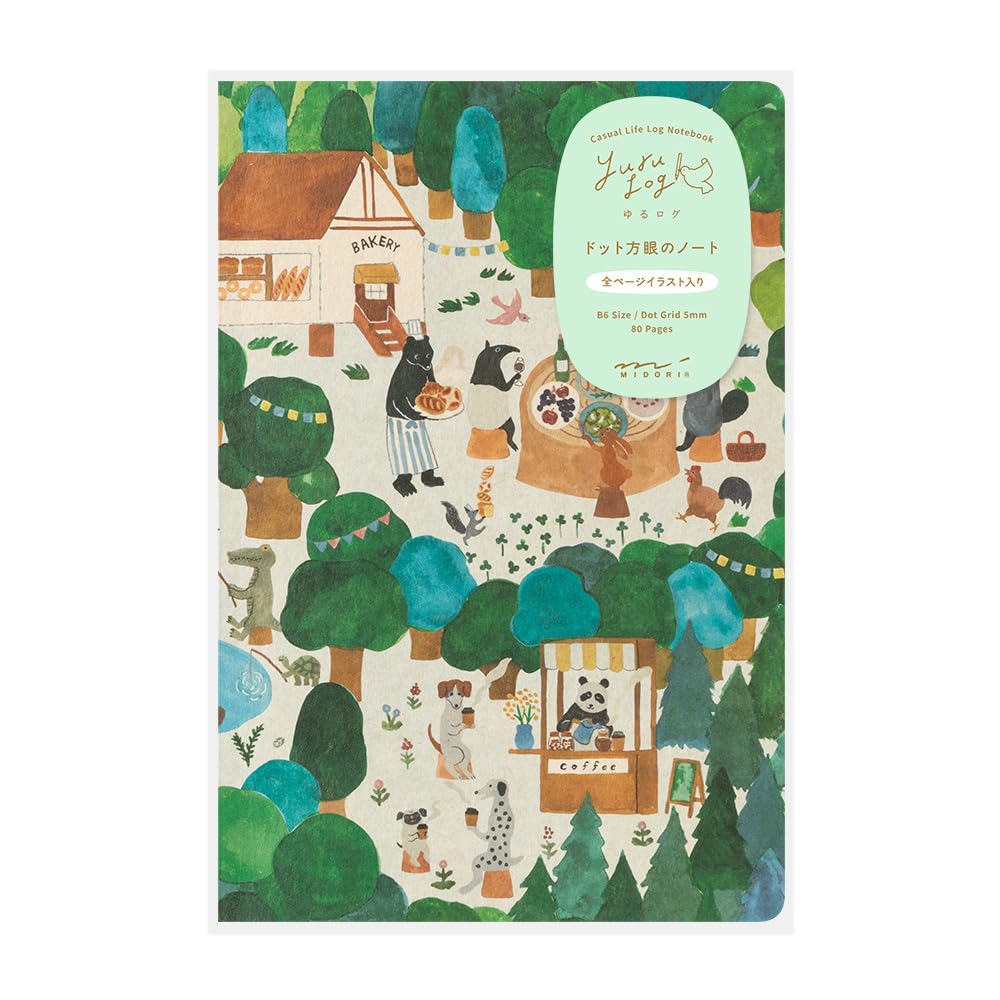 Midori 15352006 Notebook, Loose Log, Forest Animal Pattern, B6