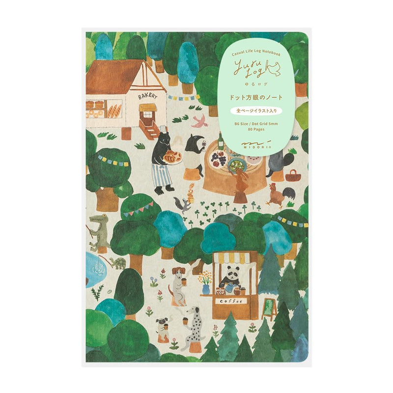 Midori 15352006 Notebook, Loose Log, Forest Animal Pattern, B6