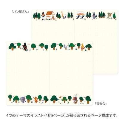 Midori 15352006 Notebook, Loose Log, Forest Animal Pattern, B6