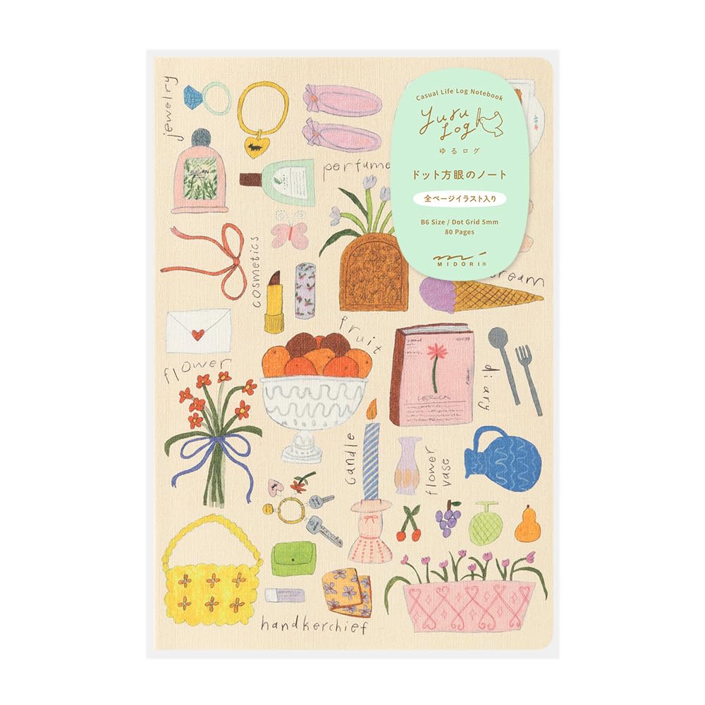 Midori 15355006 Notebook, Loose Log My Life Pattern, B6