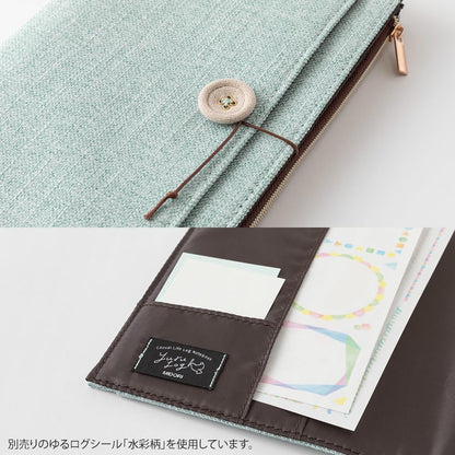 Midori Yuru Log Notebook Cover <B6>  Cloth Light Blue