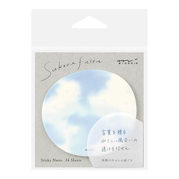 Midori MDR19070006 Sticky Paper Transparent Sky Pattern Light Blue