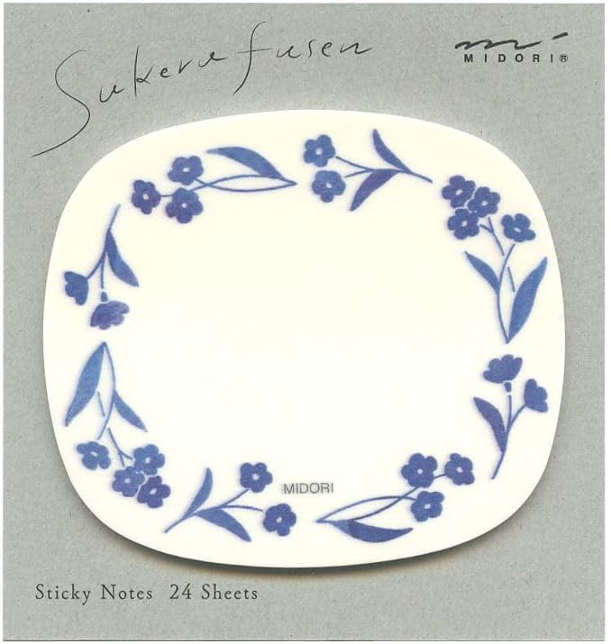 Sticky Paper 19081006 Transparent Blue Floral Pattern, Stylish, Elegant, Message
