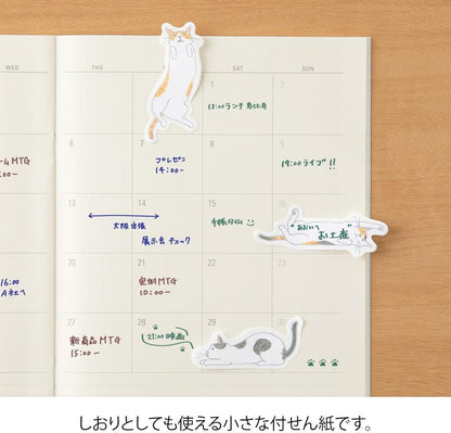 Midori 19090006 Sticky Notes, Sticky Paper Point, Stretch Cat Pattern