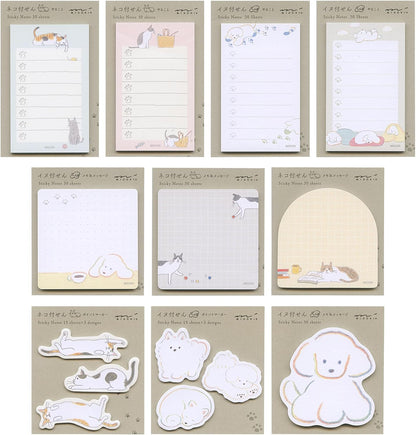 Midori 19092006 Sticky Notes, Sticky Paper, Doing, Cat Pattern