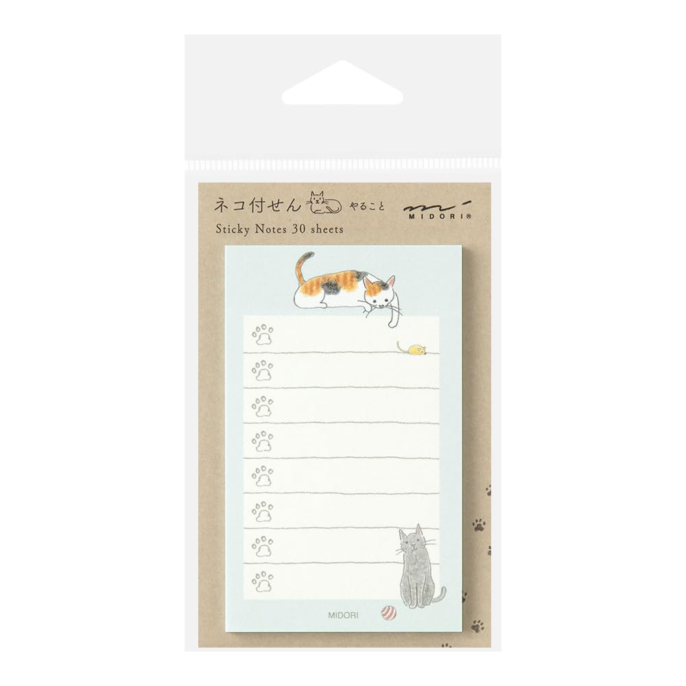 Midori 19093006 Sticky Notes Sticky Paper Cat Pattern Green