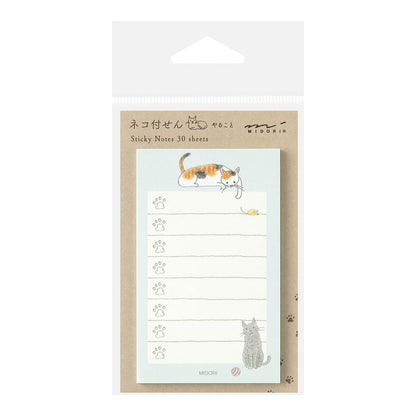 Midori 19093006 Sticky Notes Sticky Paper Cat Pattern Green