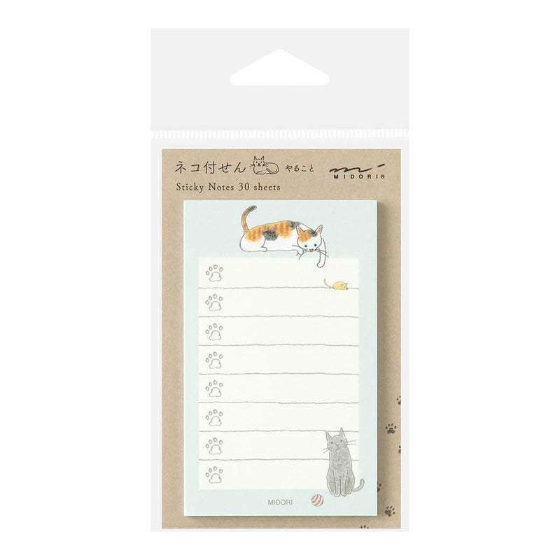 Midori 19093006 Sticky Notes Sticky Paper Cat Pattern Green