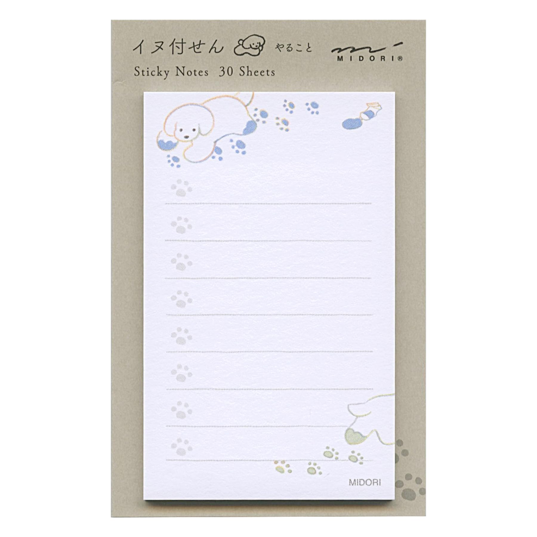 Midori 19095006 Sticky Paper Sticky Paper Dog Pattern White