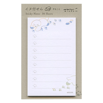 Midori 19095006 Sticky Paper Sticky Paper Dog Pattern White