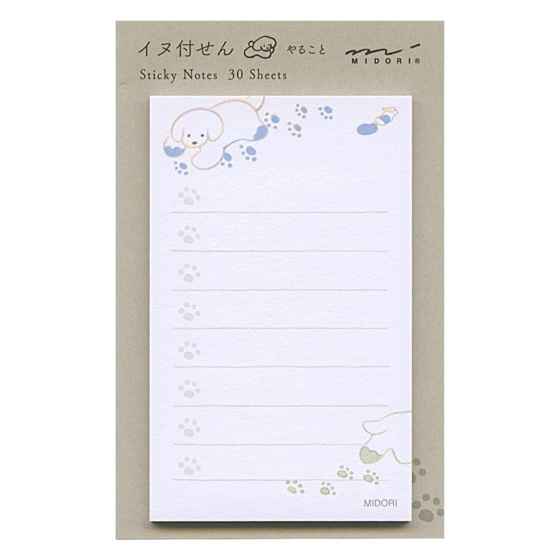 Midori 19095006 Sticky Paper Sticky Paper Dog Pattern White