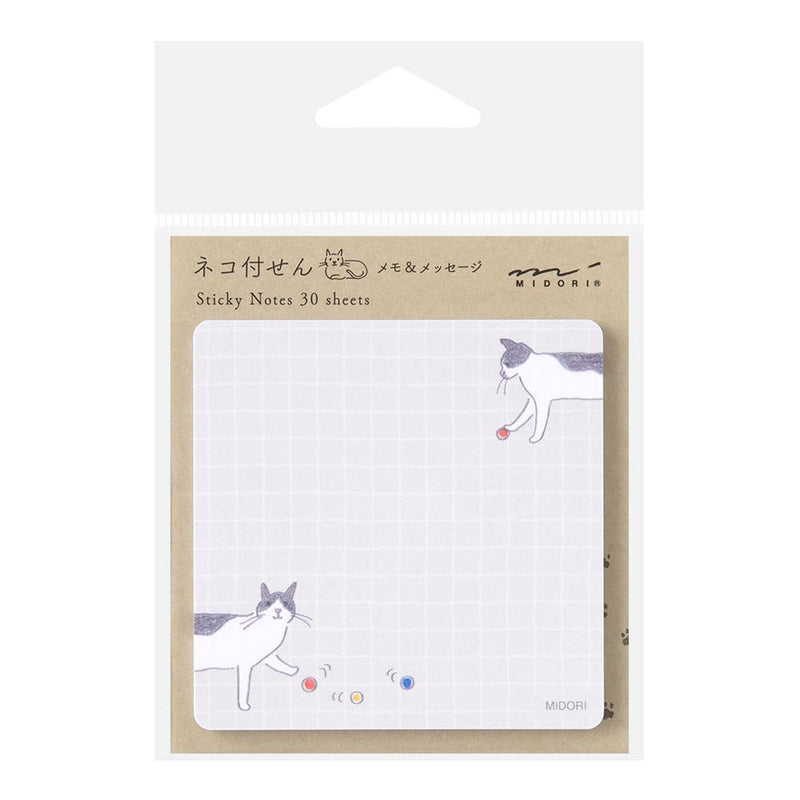 Midori 19096006 Sticky Notes, Sticky Paper with Balls and Cats