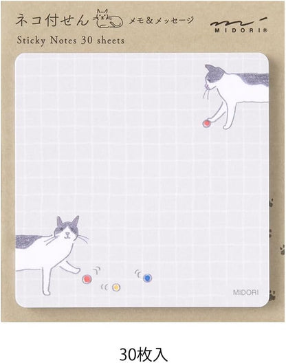 Midori 19096006 Sticky Notes, Sticky Paper with Balls and Cats