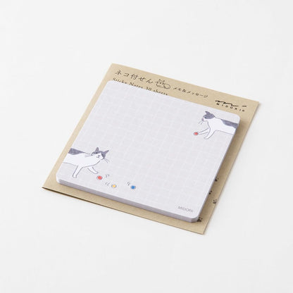 Midori 19096006 Sticky Notes, Sticky Paper with Balls and Cats