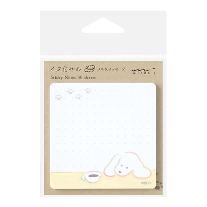 Midori 19098006 Sticky Notes Paper Coffee and Dog Pattern