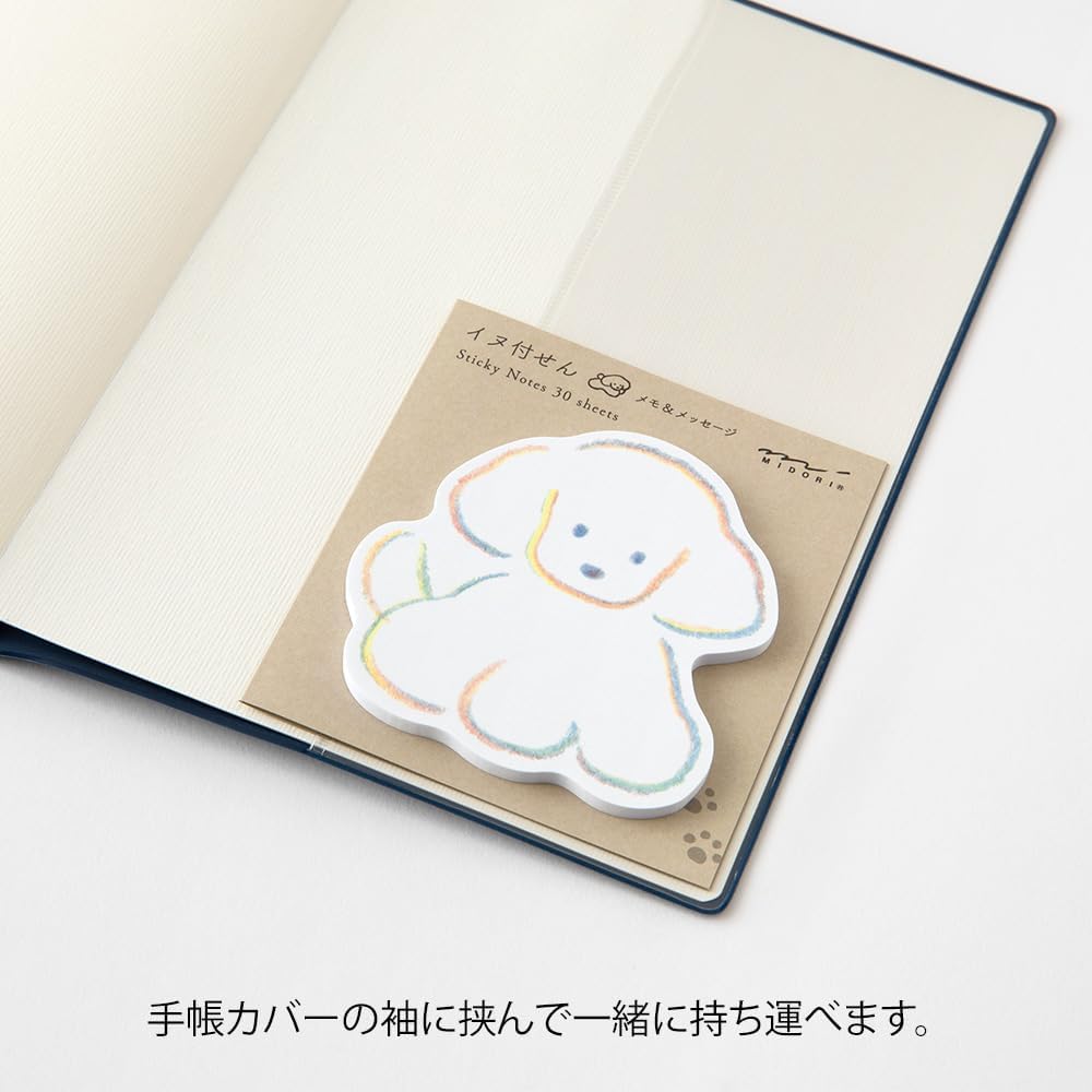 Midori 19099006 Sticky Notes, Sticky Paper, Die Cut, Dog Pattern