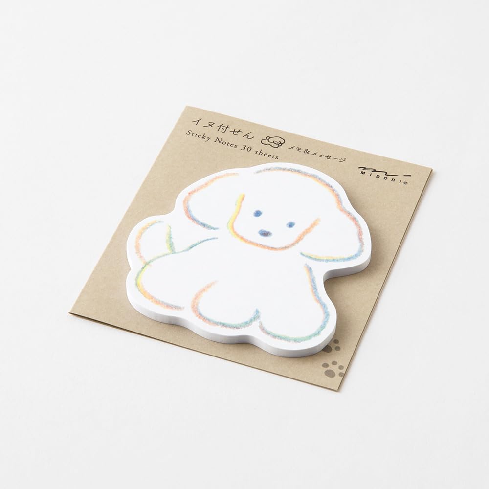 Midori 19099006 Sticky Notes, Sticky Paper, Die Cut, Dog Pattern