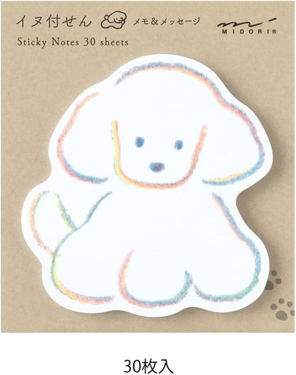 Midori 19099006 Sticky Notes, Sticky Paper, Die Cut, Dog Pattern