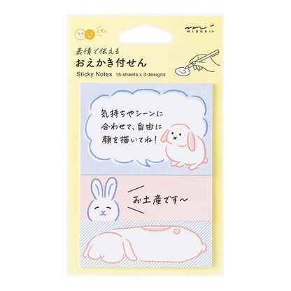 Midori 19106006 Sticky Notes, Sticky Paper, Rabbit Pattern