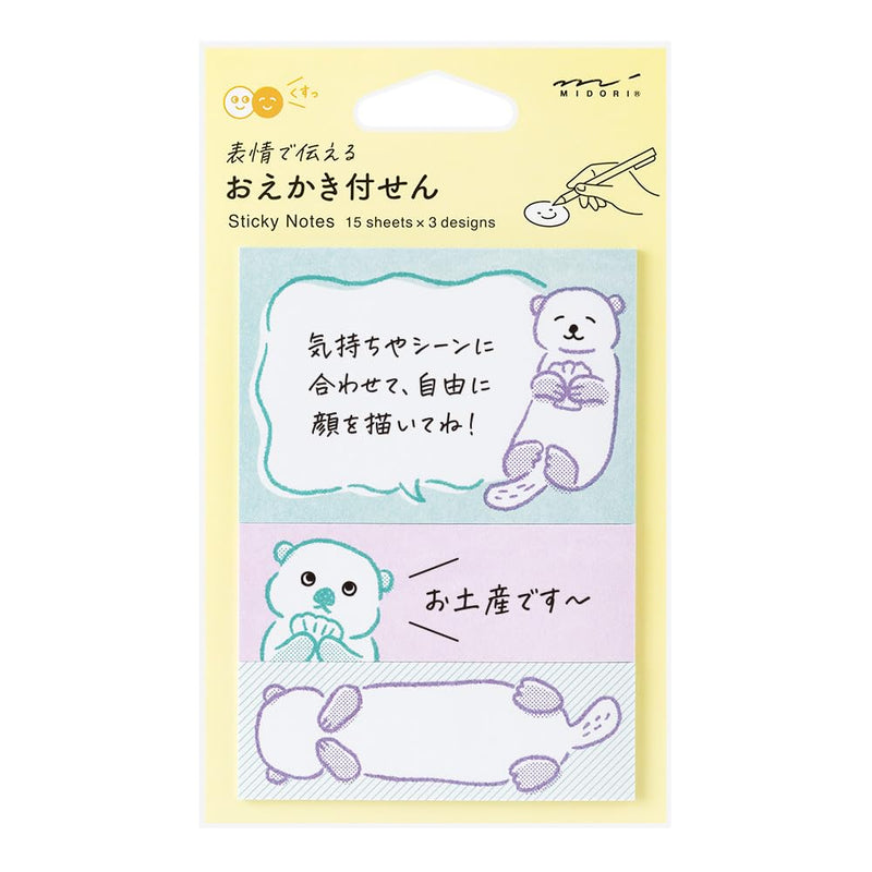 Midori 19110006 Sticky Notes, Sticky Paper with Sea Otter Pattern