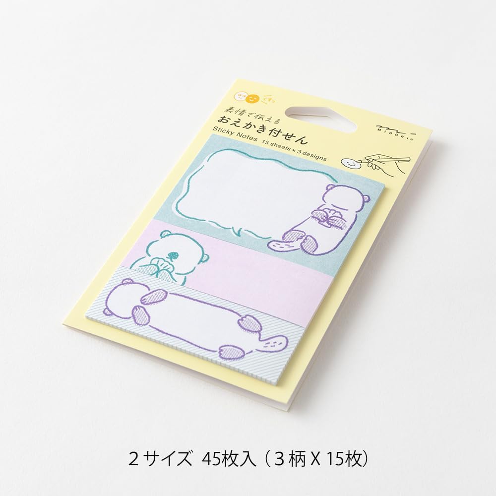Midori 19110006 Sticky Notes, Sticky Paper with Sea Otter Pattern