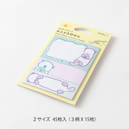 Midori 19110006 Sticky Notes, Sticky Paper with Sea Otter Pattern
