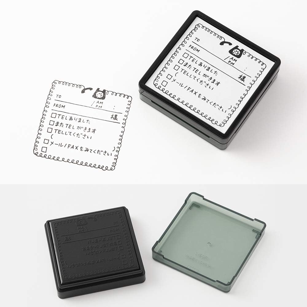 DESIGNPHIL Midori 35404006 Stamp, Self Sealing Stamp, Phone Pattern, H61×W61×D19mm
