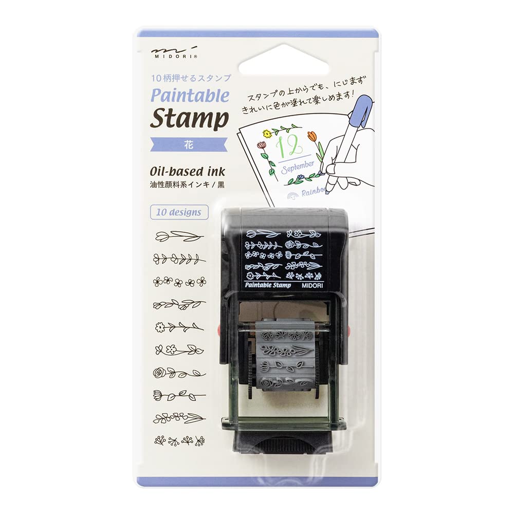Midori 35443006 Rotating Stamp, Floral Pattern