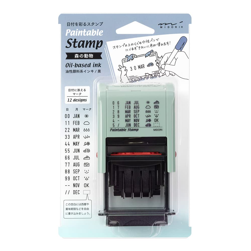 Midori 35453006 Rotary Stamp Date Forest Animal Pattern (Forest Animals