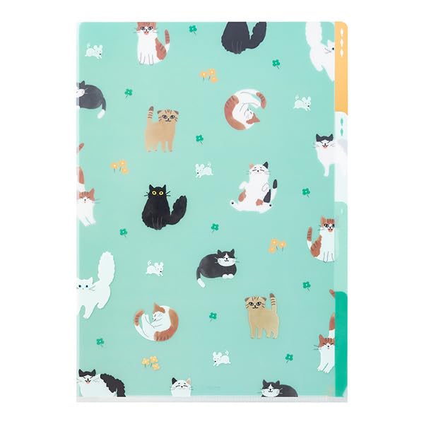 Midori 3 Pockets Clear Folder <A4>  Cats A